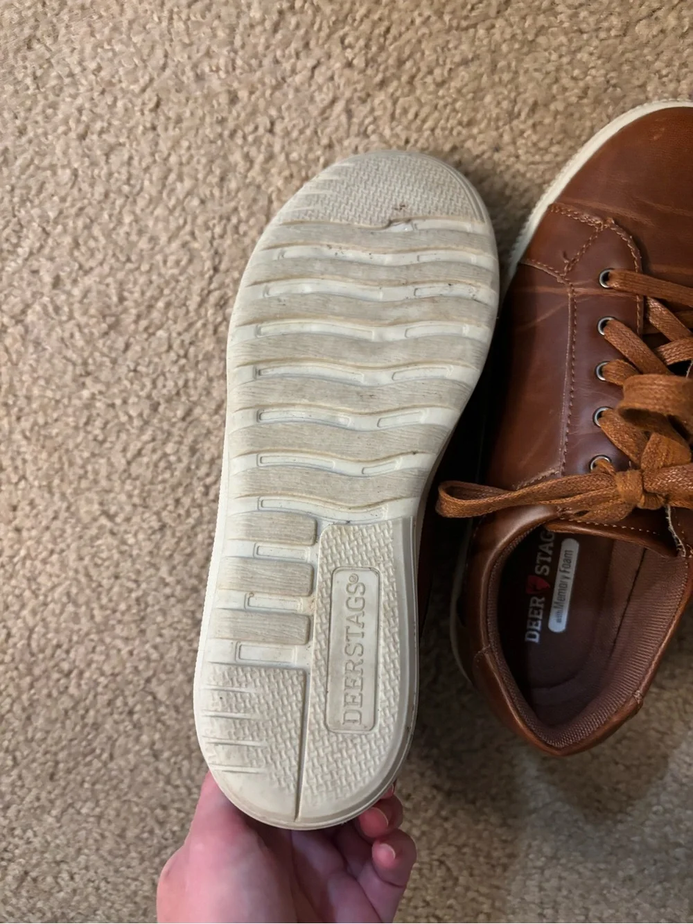 Deer Stags Boys Tan Brown Lace-Up Casual Sneakers